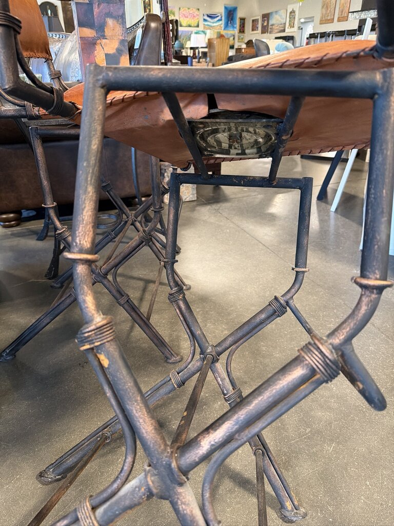 Silla Roma Iron & Leather Swivel Barstools - Pair