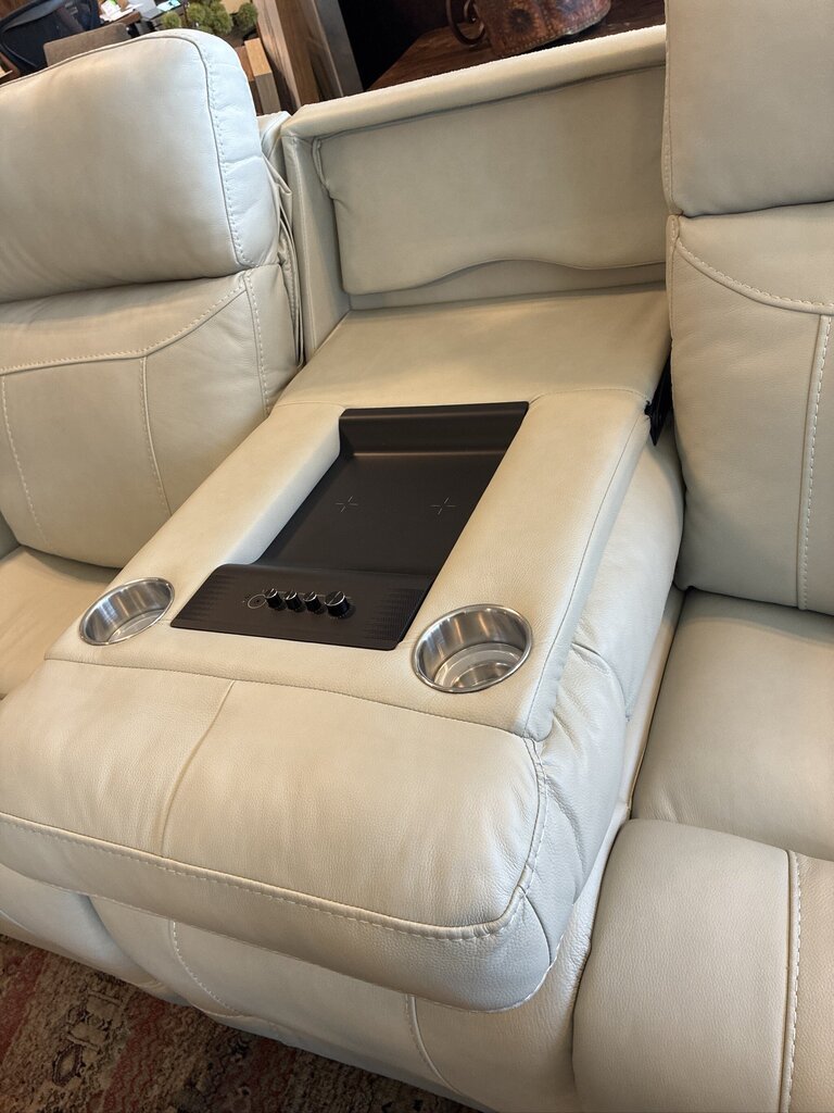 Moto Motion Leather Media Reclining Sofa W/ Heat & Massage- 83X38X43H