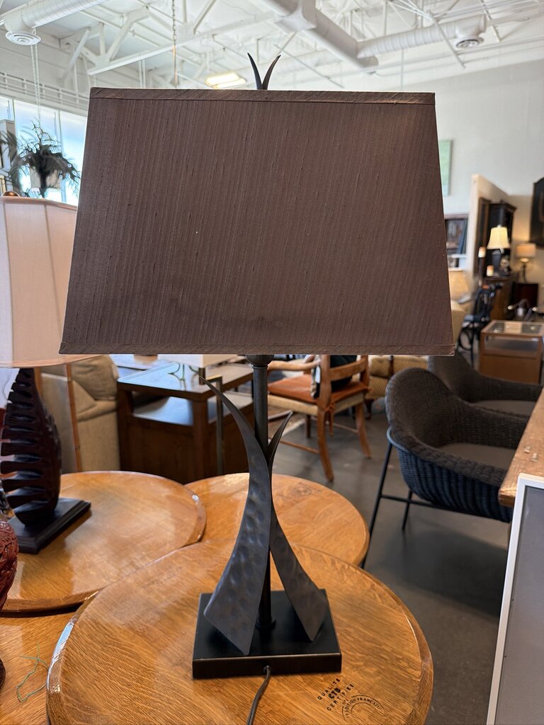 Angular Metal Lamp W/ Rectangular Shade- 10X17X32