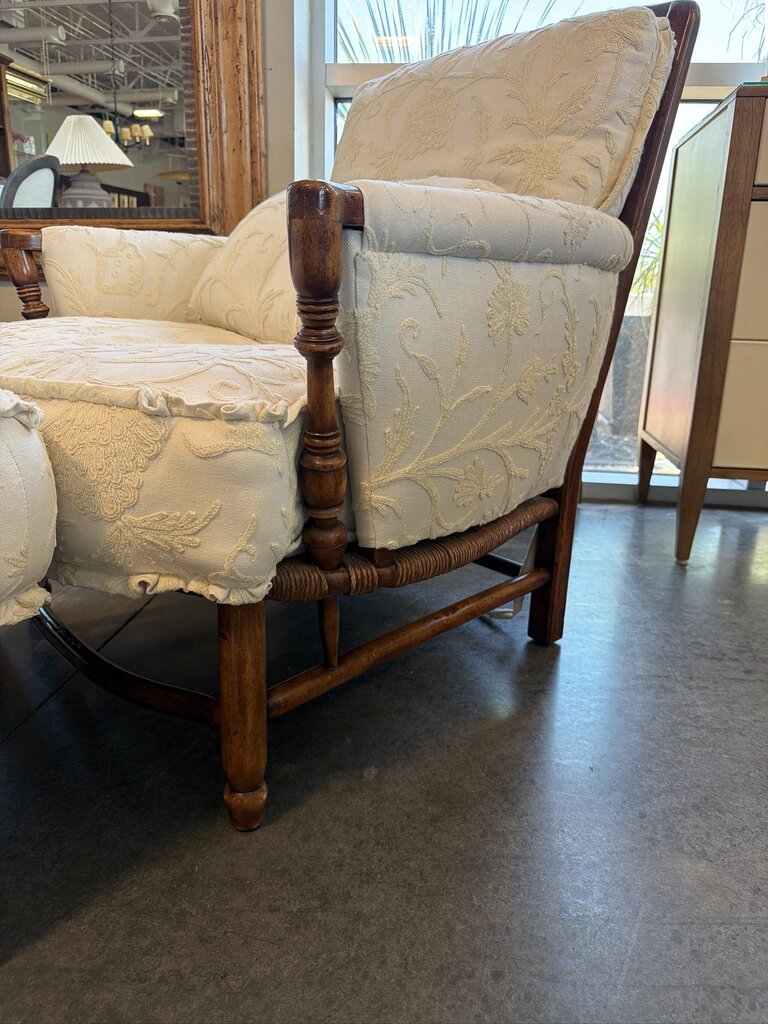 Custom Down Chair & Ottoman W/ Rush Seat-40X34X38H-AS IS