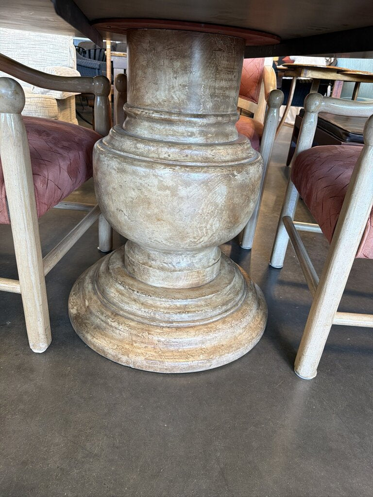 SW Style Round Dining Set W/ 4 Carved Chairs-52X52X30-AS IS