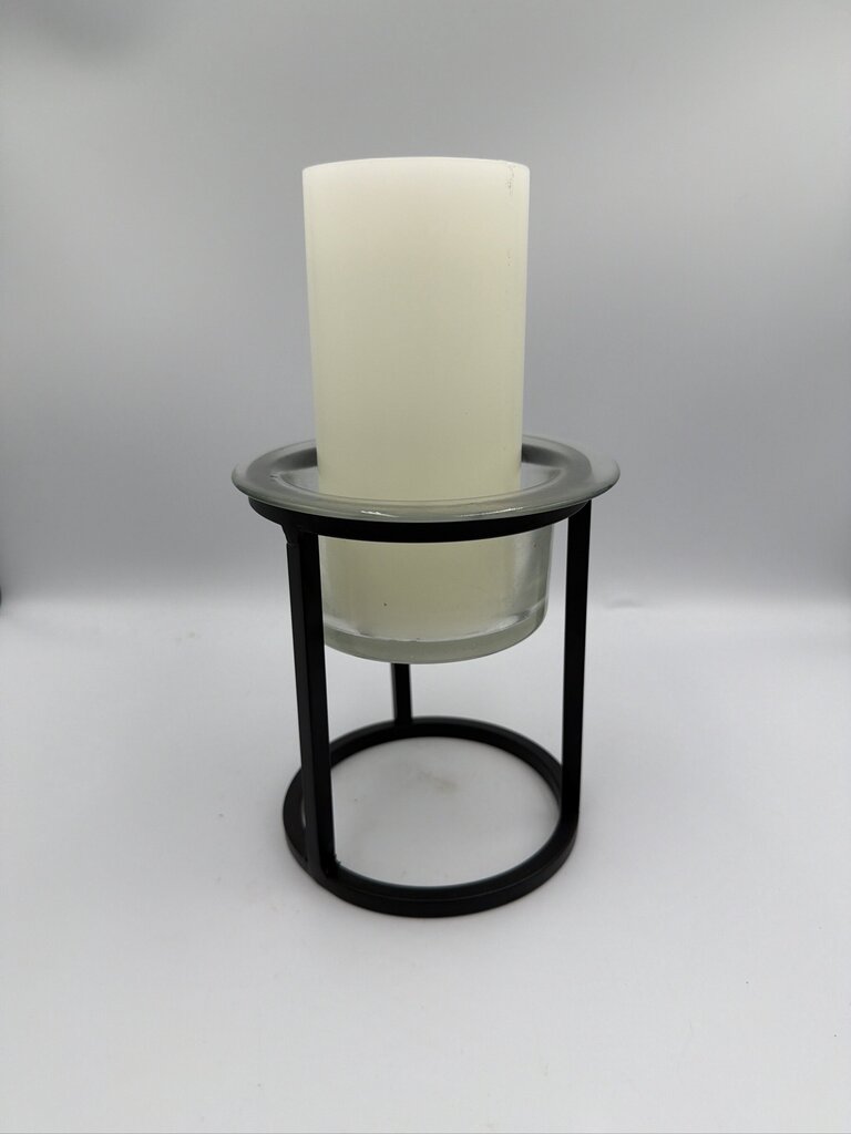 Small Iron Hurricane Lamp W/ Candle- 6X6X10.5