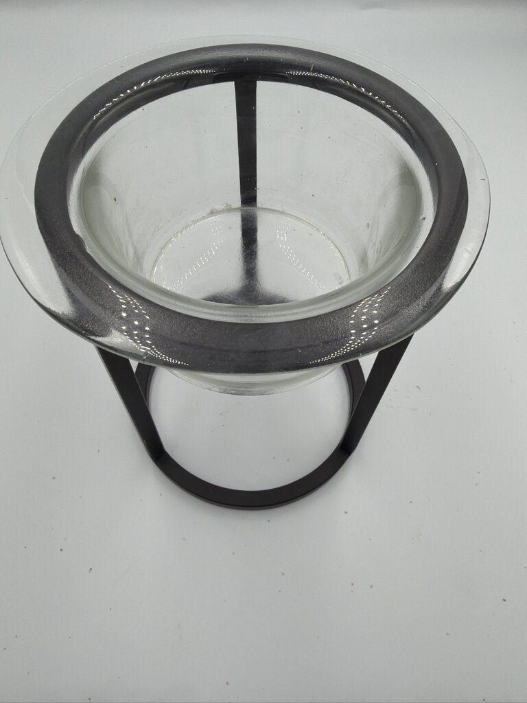 Small Iron Hurricane Lamp W/ Candle- 6X6X10.5