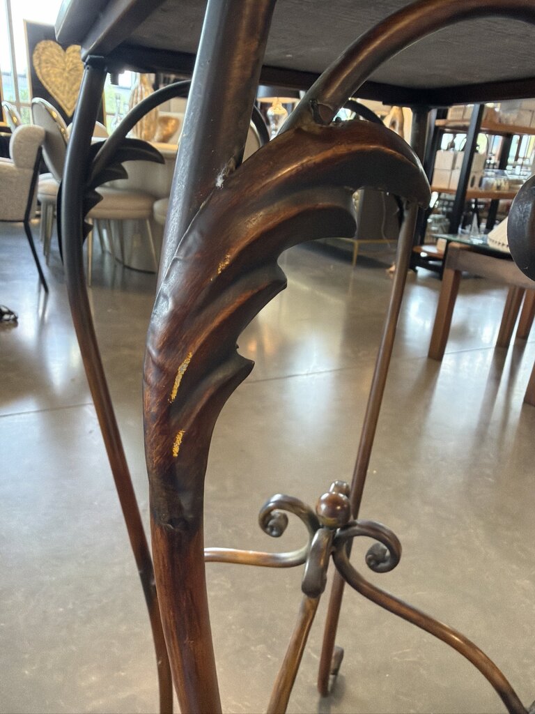 Bronze Iron Pedestal W/ Marble Top- 15X15X33