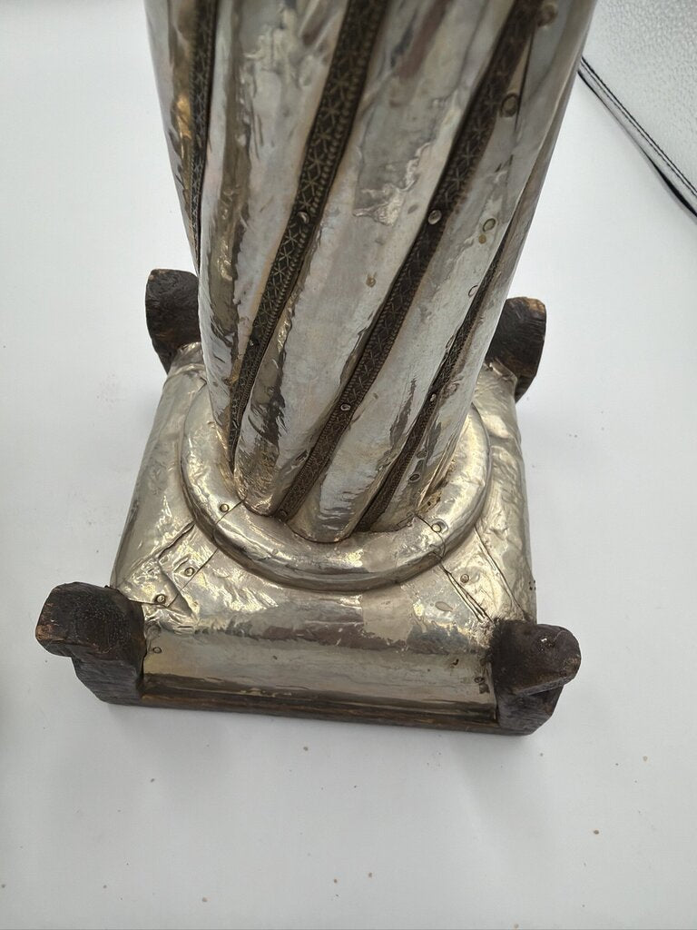Vintage Wrapped "Silver" Twisted Candlesticks- Pair-5X5X14