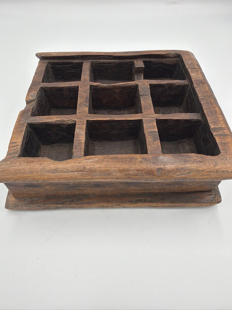 Indonesian Java Wood Spice & Nut Box- 8X8X2.5