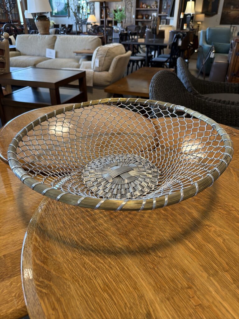 Brass & Aluminum Wire Woven Bread Basket- 18X18X5