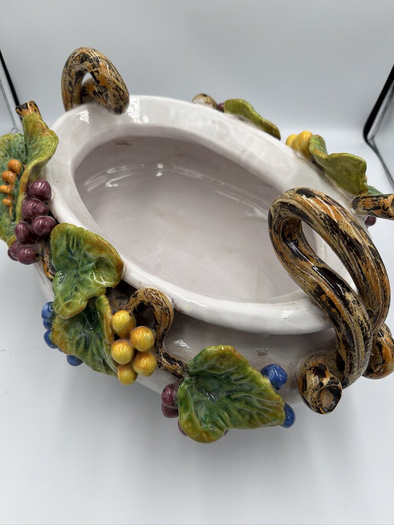 Vintage Italian Majolica Ceramic Centerpiece Bowl-14X18X9