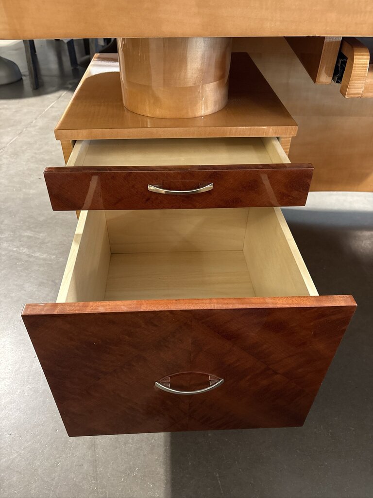 Copenhagen Maple Executive Desk W/ Makore Modesty Inlay- 79X37X30