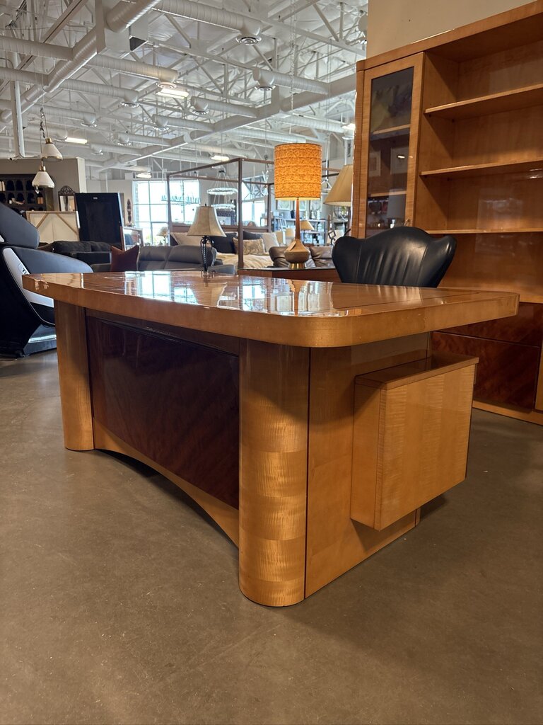 Copenhagen Maple Executive Desk W/ Makore Modesty Inlay- 79X37X30