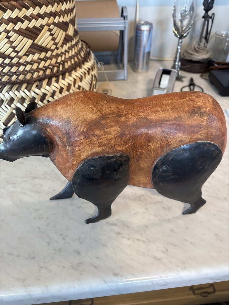Rustic Wood & Metal Bear- 13.5X4X8.5