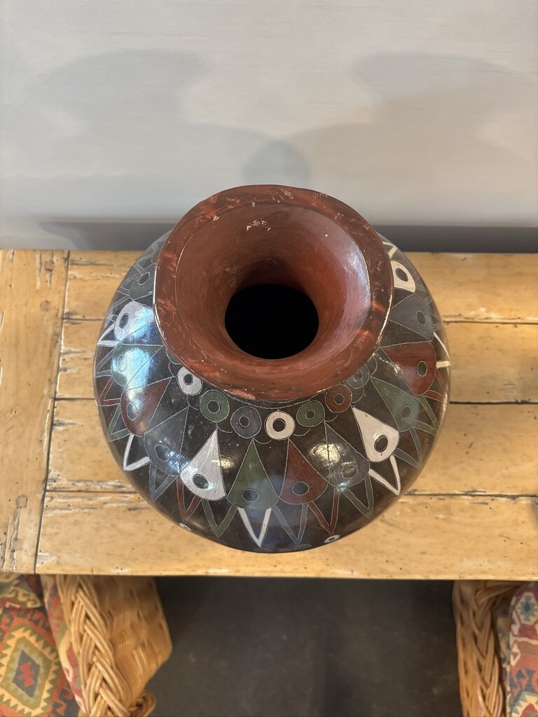 SW Pottery Vase W/ Inlay- 11X12X13
