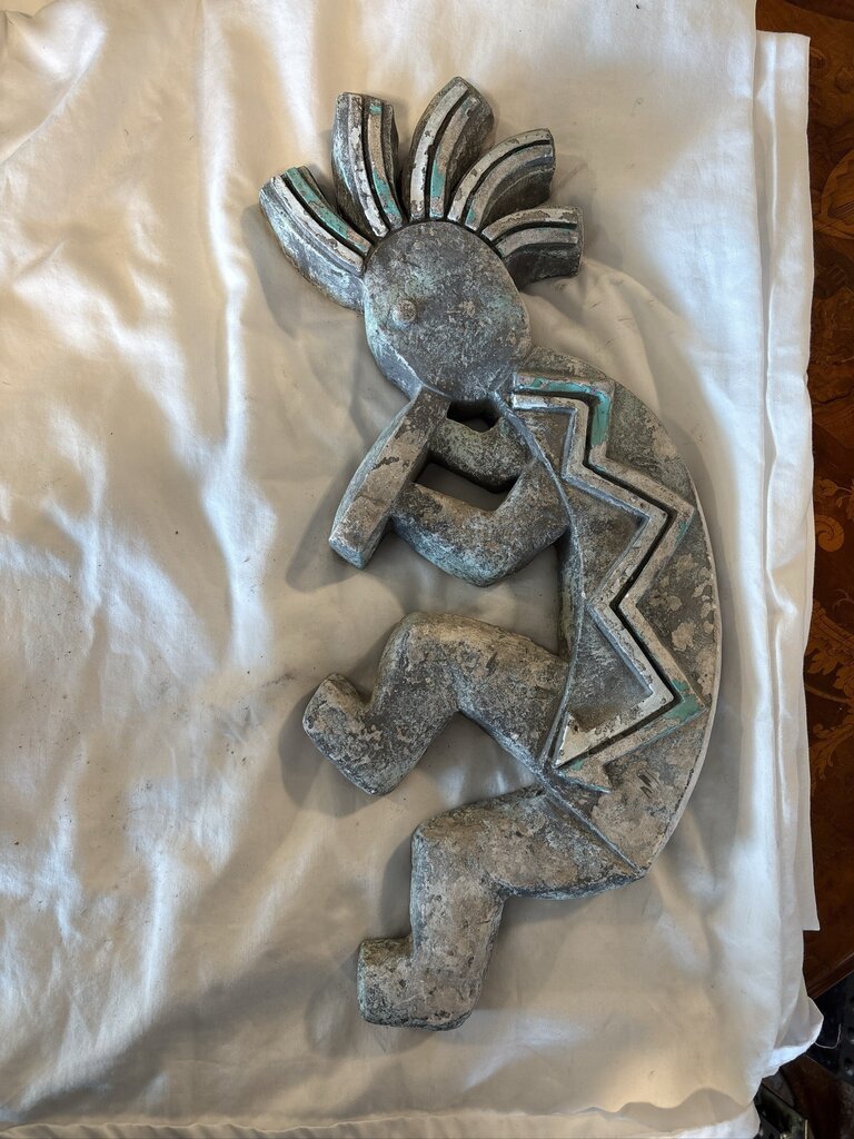 Kokopelli Clay Wall Sculpture- 8X19
