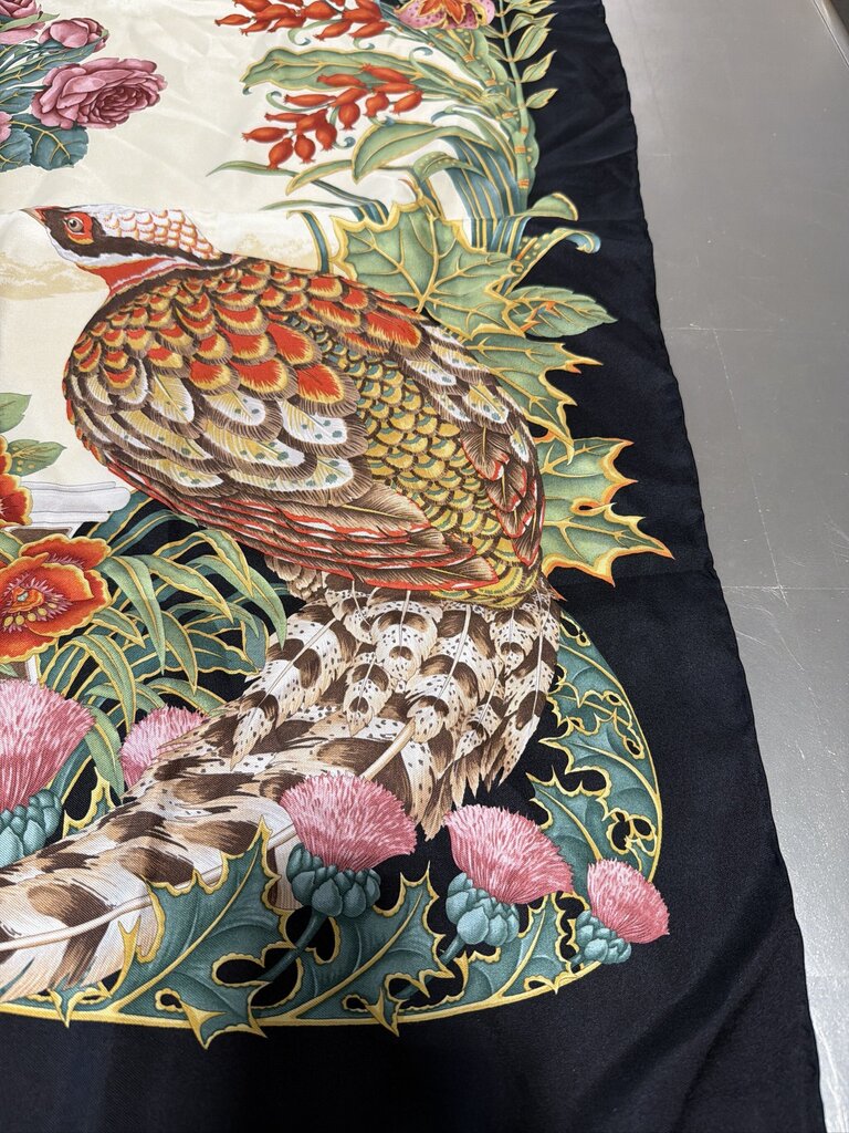 Salvatore Ferragamo Vintage Pheasant and Duck Silk Scarf - 88CM
