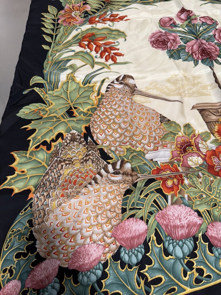 Salvatore Ferragamo Vintage Pheasant and Duck Silk Scarf - 88CM