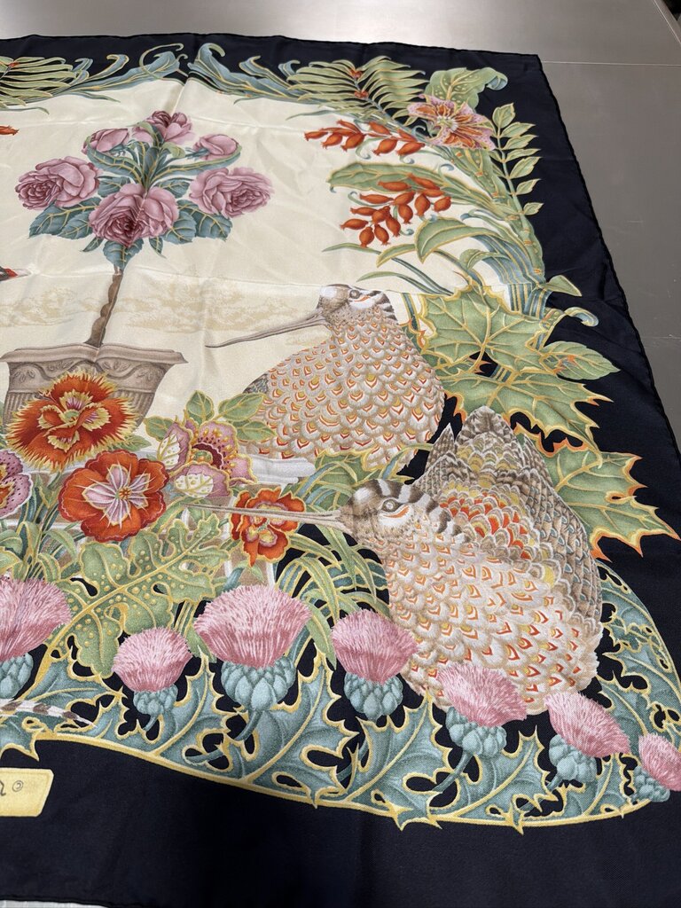 Salvatore Ferragamo Vintage Pheasant and Duck Silk Scarf - 88CM