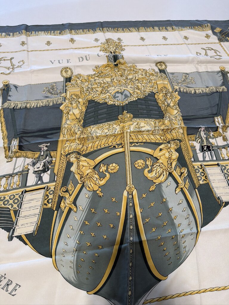 Vintage Hermès Carre 90 Silk Scarf - "Vue du Carrosse de la Galere la Reale" by Hugo Grygkar