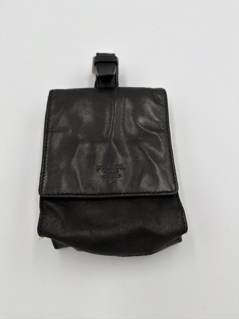 Prada Vintage Embossed Milano Logo Leather Belt Pouch