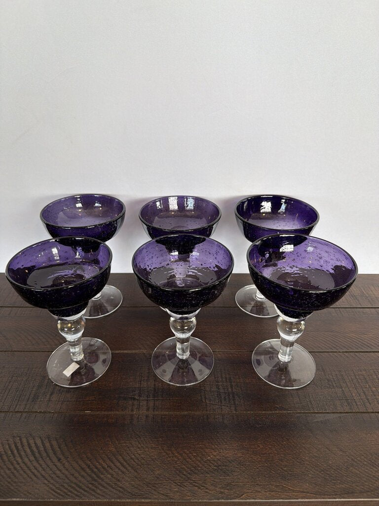 Vintage Iris Plum Artland Purple Margarita Glasses- Set of 6