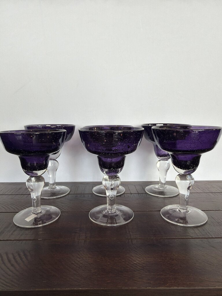 Vintage Iris Plum Artland Purple Margarita Glasses- Set of 6