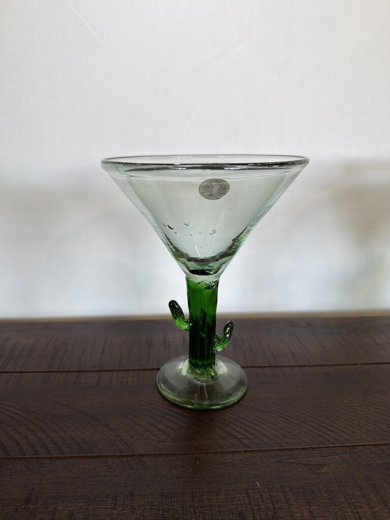 Blown Glass Margarita Glasses W/ Saguaros- Set of 7