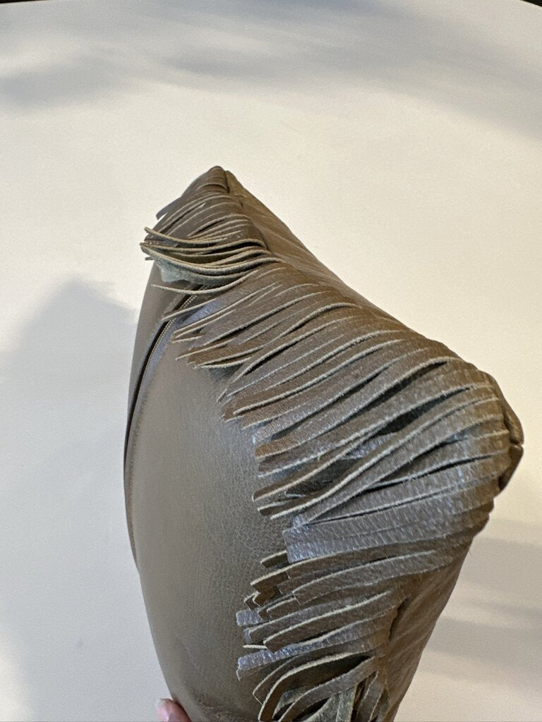 Leather & Cowhide Pillow W/ Fringe ||| - 15X15