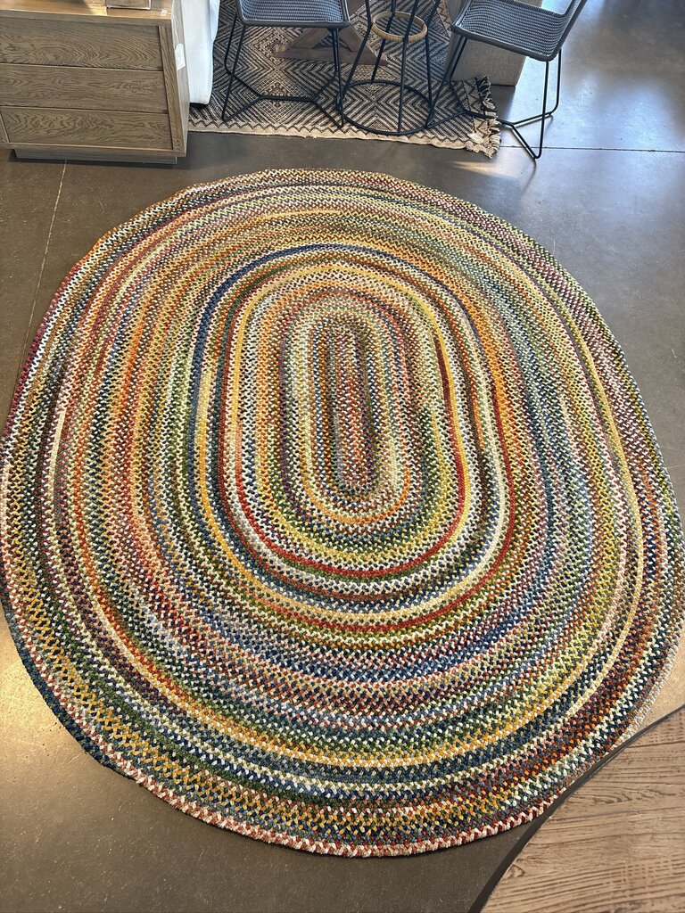 Oval Multi Color Braided Rug- 7X9