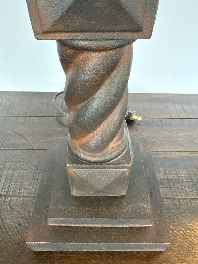 Rustic Twisted Iron Table Lamp W/ Paper Shade- 21X21X35