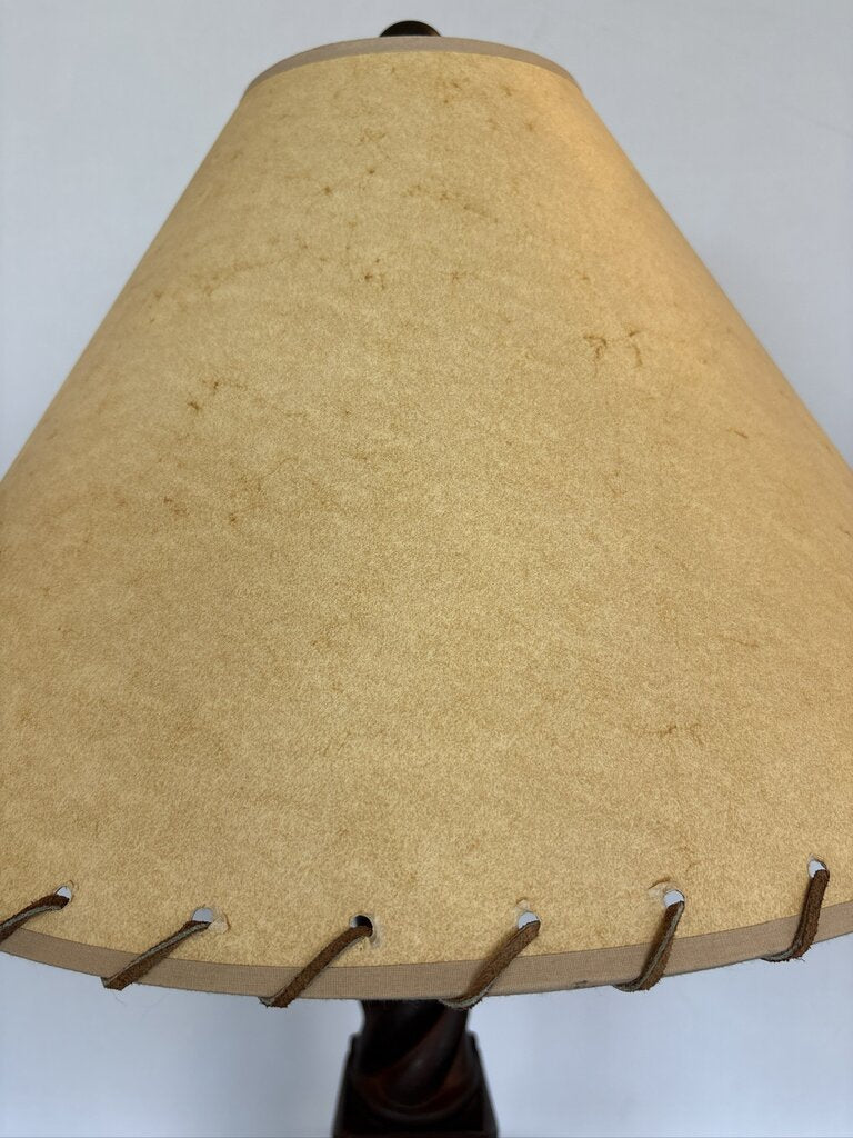 Rustic Twisted Iron Table Lamp W/ Paper Shade- 21X21X35