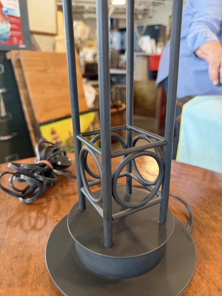 Bronze Tubular Lamp W/ White Glass- 7X7X23H