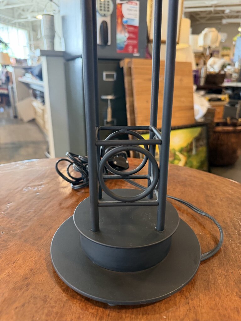 Bronze Tubular Lamp W/ White Glass- 7X7X23H