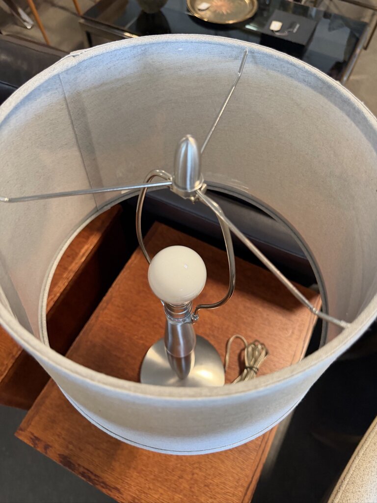 Rosewood & Chrome Table Lamp- 13X13X22