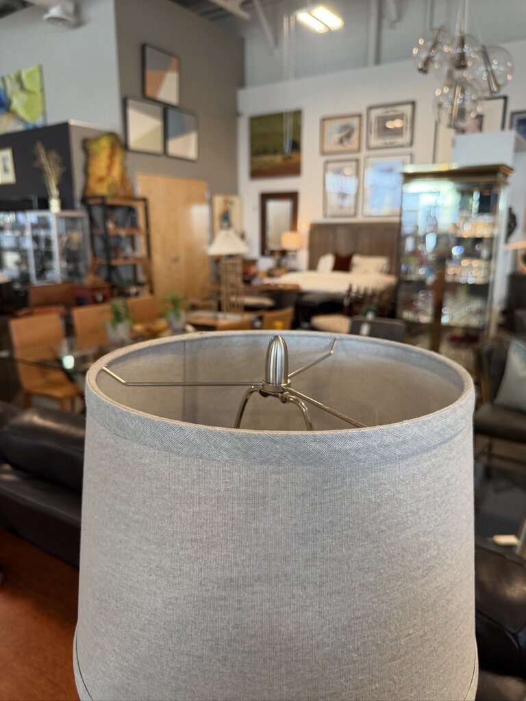 Rosewood & Chrome Table Lamp- 13X13X22