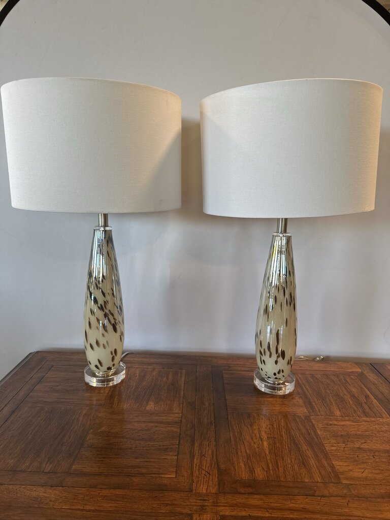 Rosewood & Chrome Table Lamp- 13X13X22