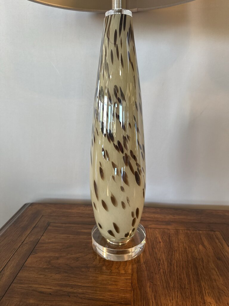 Rosewood & Chrome Table Lamp- 13X13X22