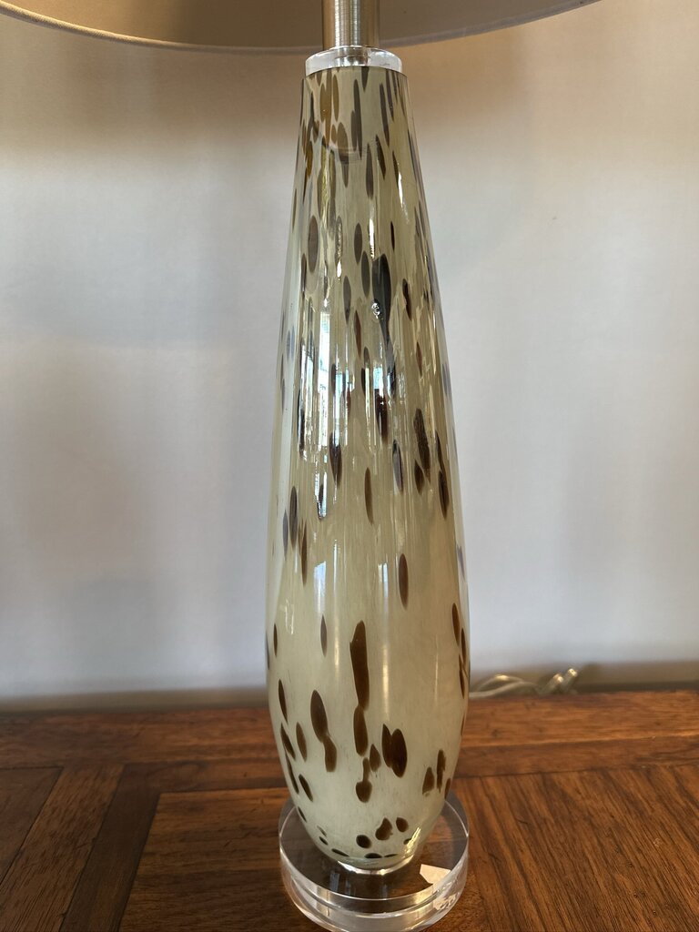 Rosewood & Chrome Table Lamp- 13X13X22