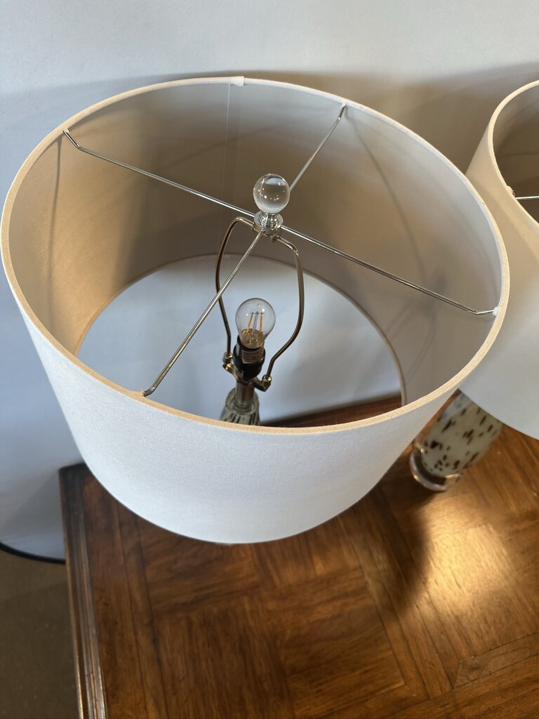 Rosewood & Chrome Table Lamp- 13X13X22