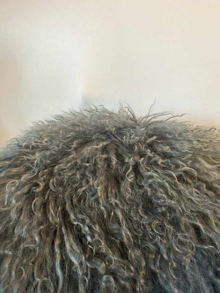 West Elm Blue Mongolian Sheepskin Pillow- 14X14