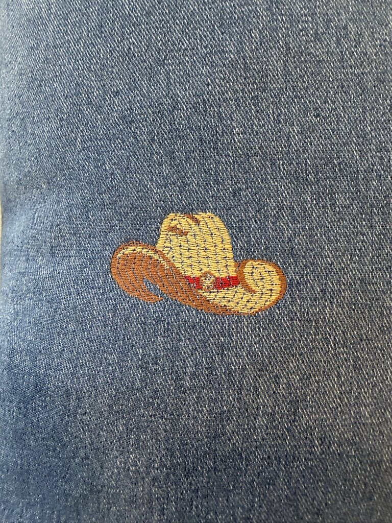 Denim Western Pillow W/ Rope Detail- 26x26