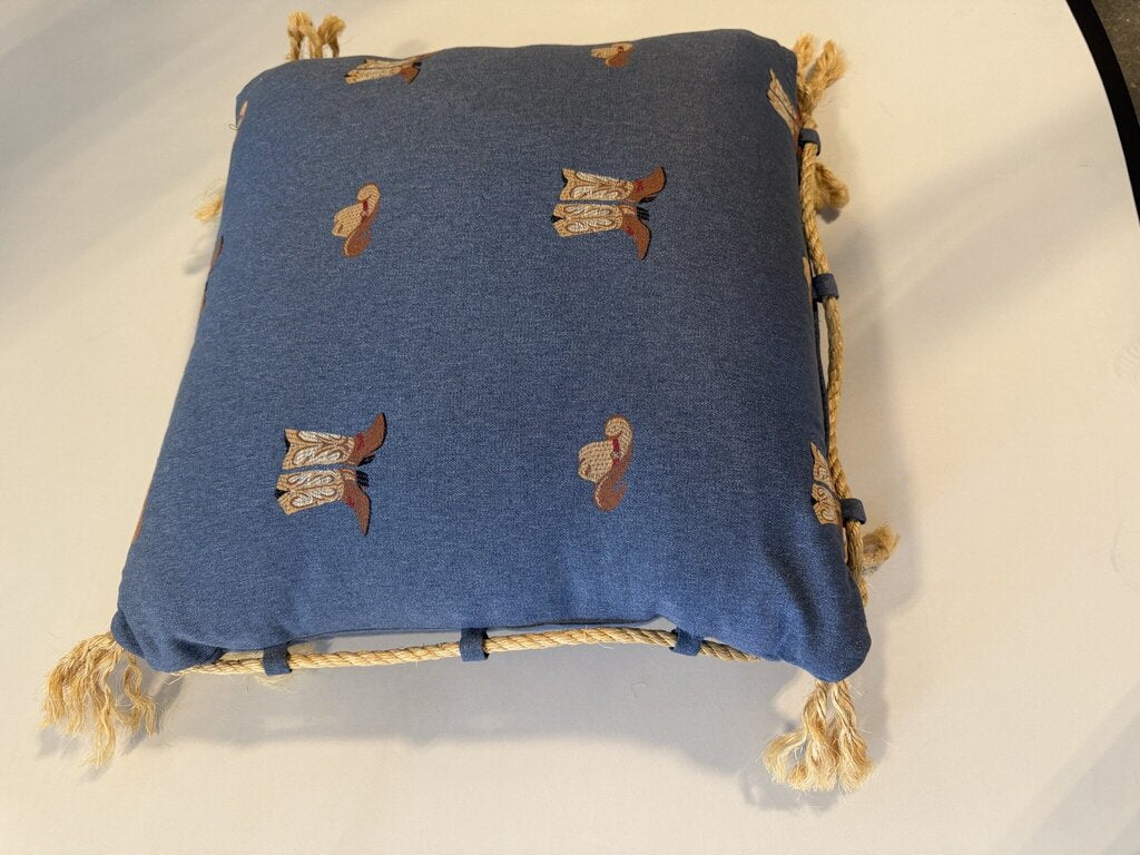 Denim Western Pillow W/ Rope Detail- 26x26