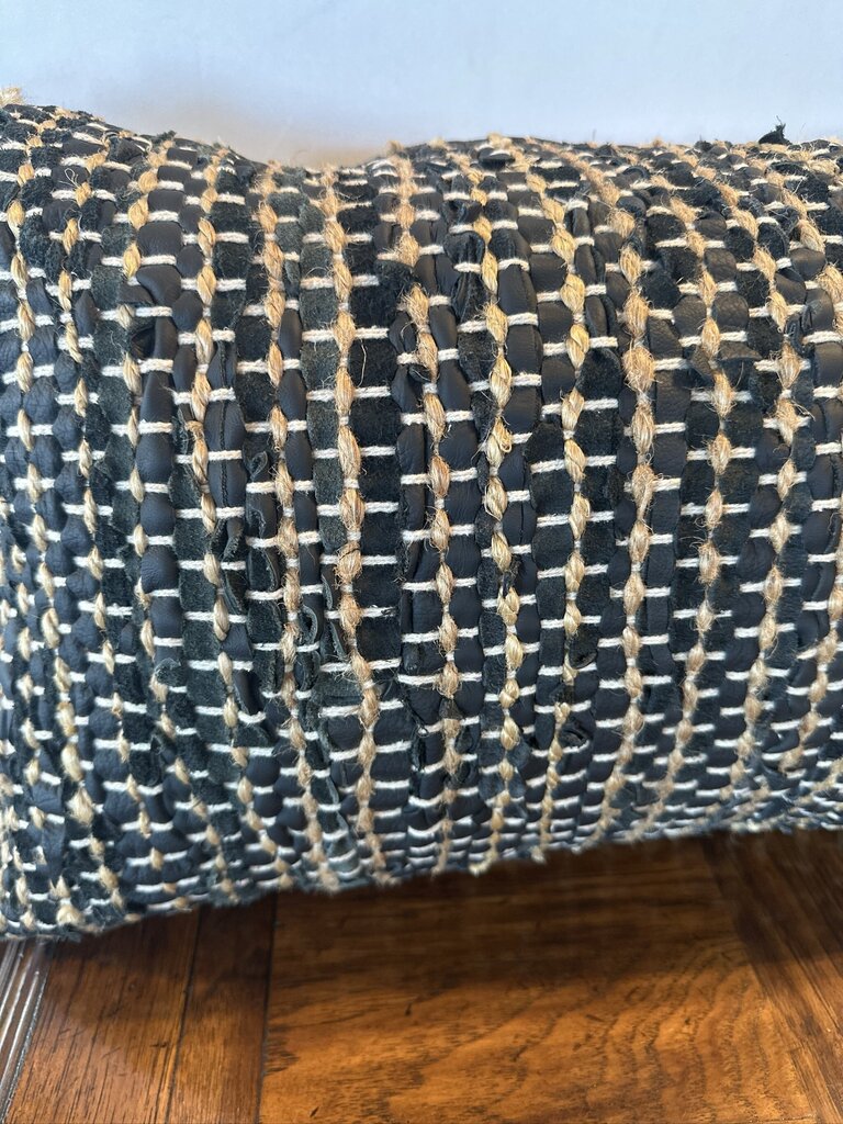 Devi Designs Leather Woven Lunbar Pillow- 35X14