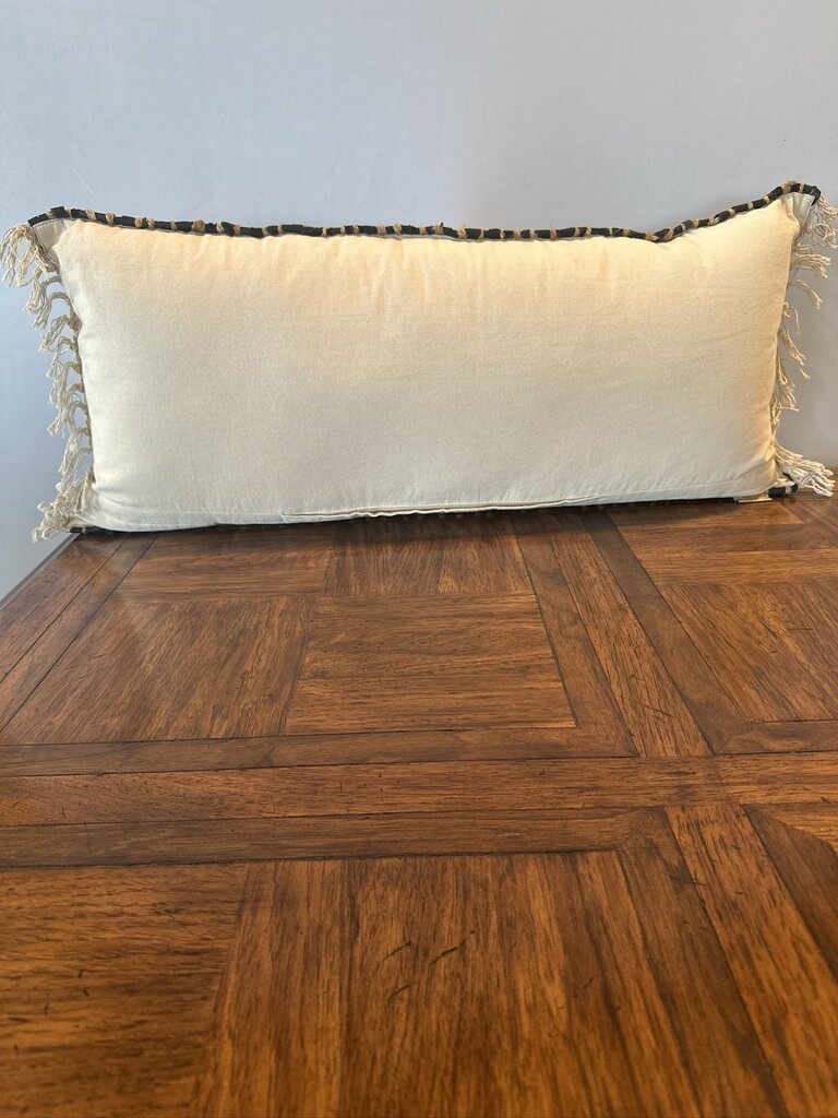 Devi Designs Leather Woven Lunbar Pillow- 35X14