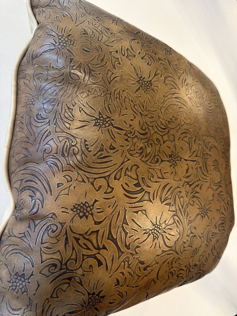 Leather Embossed Reversible Pillow- 17X17