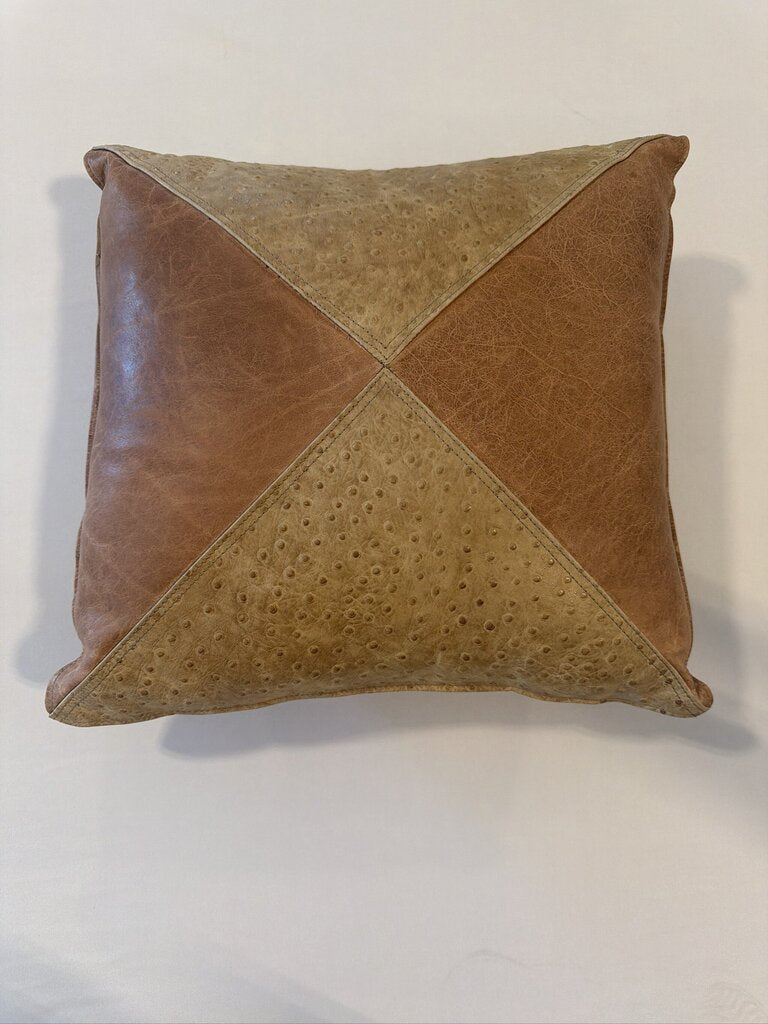 Leather Ostrich Embossed Pillow-17X17