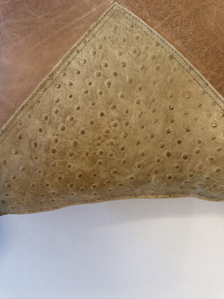 Leather Ostrich Embossed Pillow-17X17