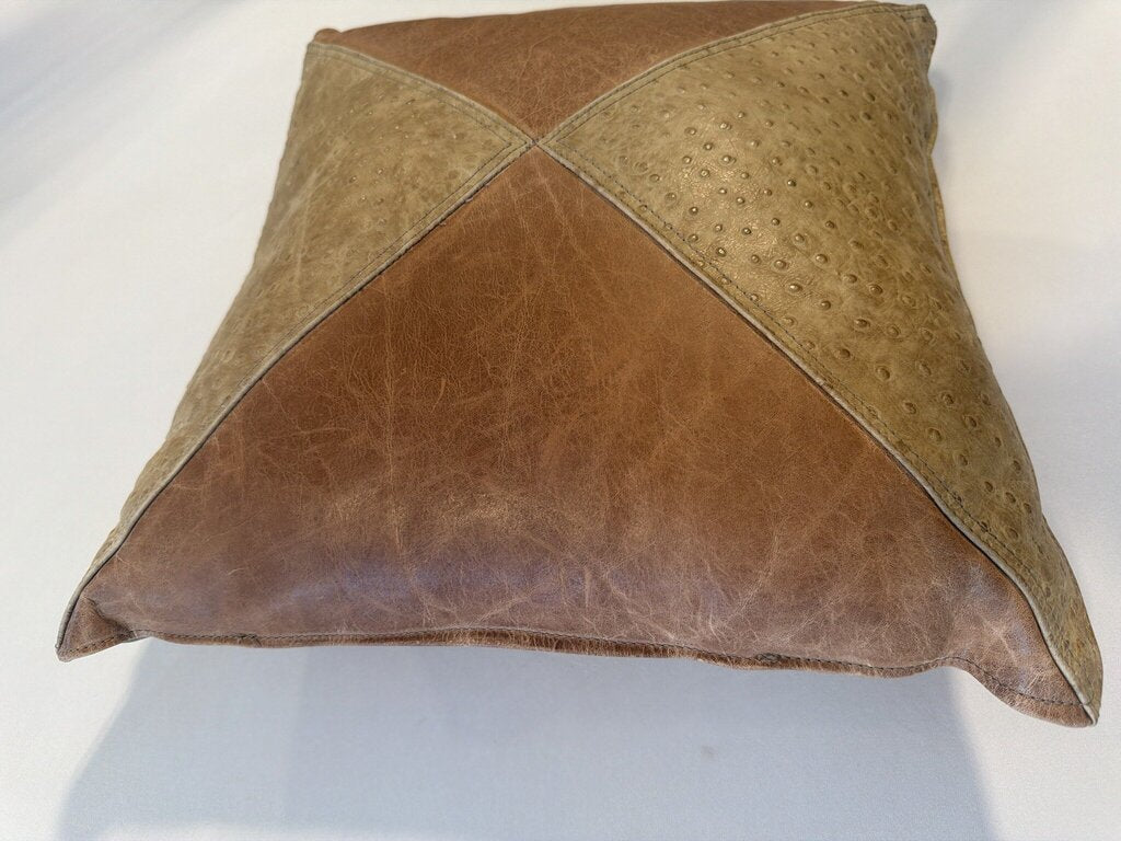 Leather Ostrich Embossed Pillow-17X17