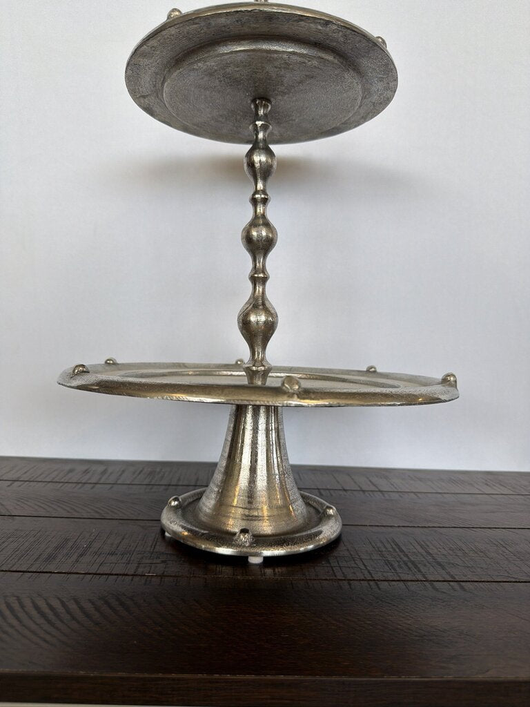 "Pewter" 2 Tier Serving Tray- 12X12X18