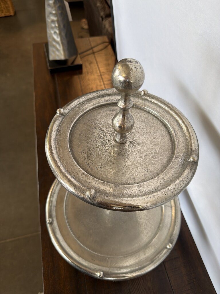 "Pewter" 2 Tier Serving Tray- 12X12X18