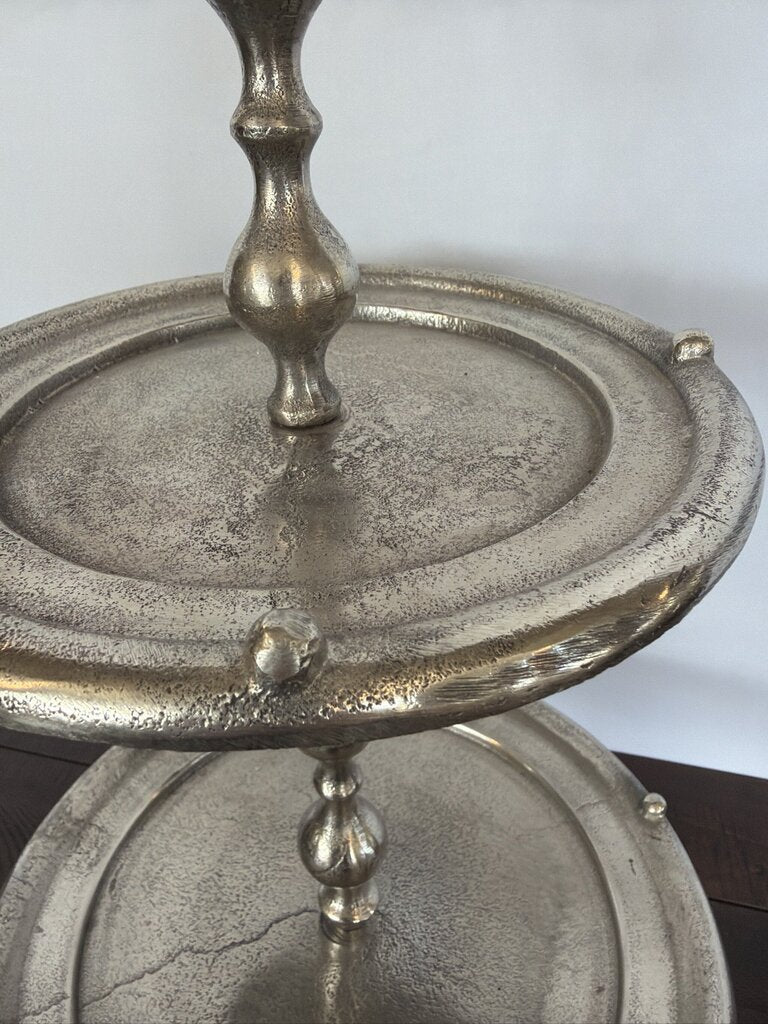 "Pewter" 2 Tier Serving Tray- 12X12X18