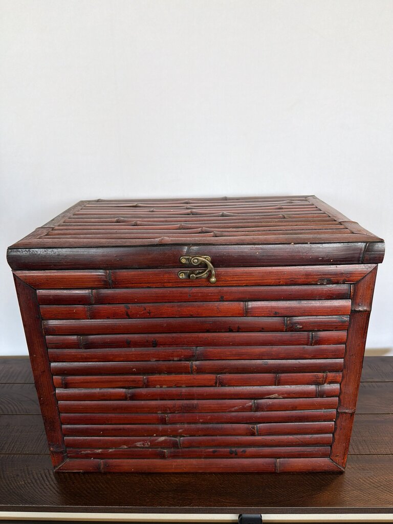 Vintage Stained Bamboo Storage Box- 19.5X12.5X16